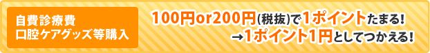 100円or200円で1ポイントたまる！→1ポイント1円としてつかえる！